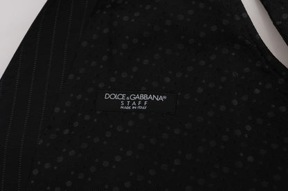 Dolce &amp; Gabbana Graue STAFF-Weste aus gestreifter Baumwolle