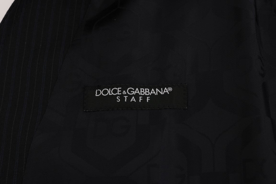 Dolce &amp; Gabbana Schwarze STAFF-Weste aus gestreifter Wolle