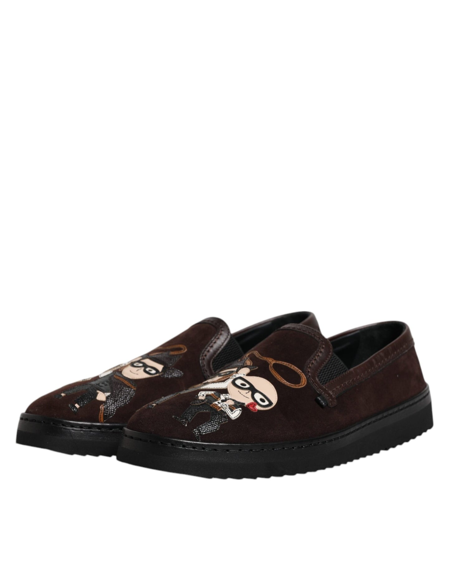 Dolce &amp; Gabbana – DG Family – Flache Slipper aus Wildleder in Braun