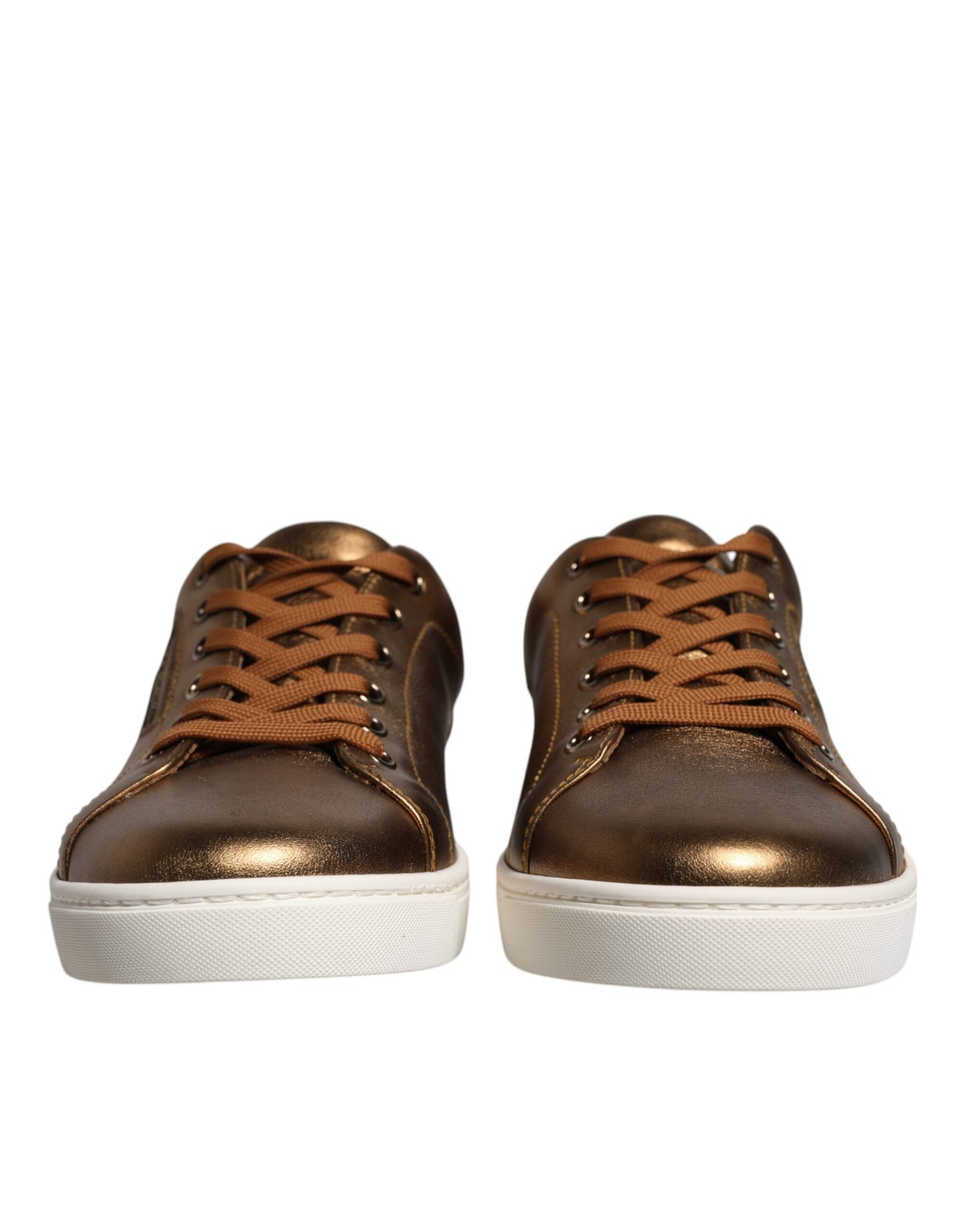 Dolce &amp; Gabbana London Herren Sneaker aus goldenem Leder mit Logo