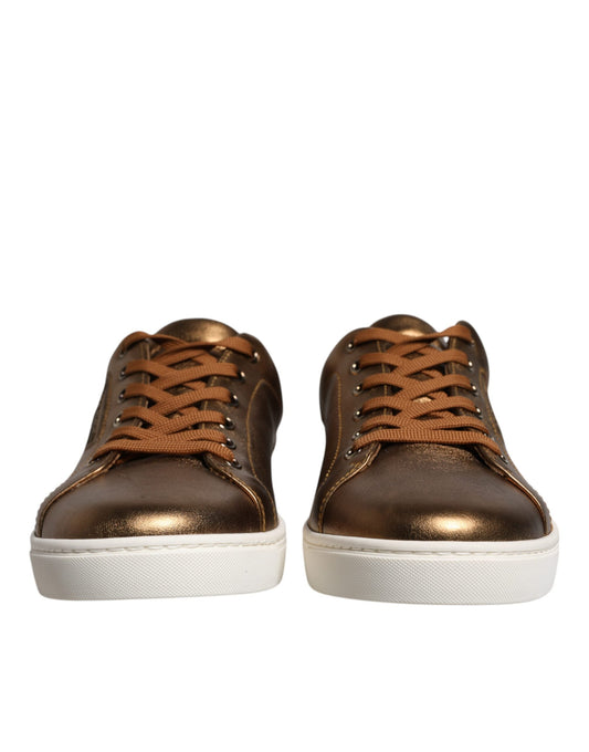 Dolce &amp; Gabbana London Herren Sneaker aus goldenem Leder mit Logo