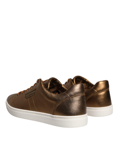 Dolce &amp; Gabbana London Herren Sneaker aus goldenem Leder mit Logo