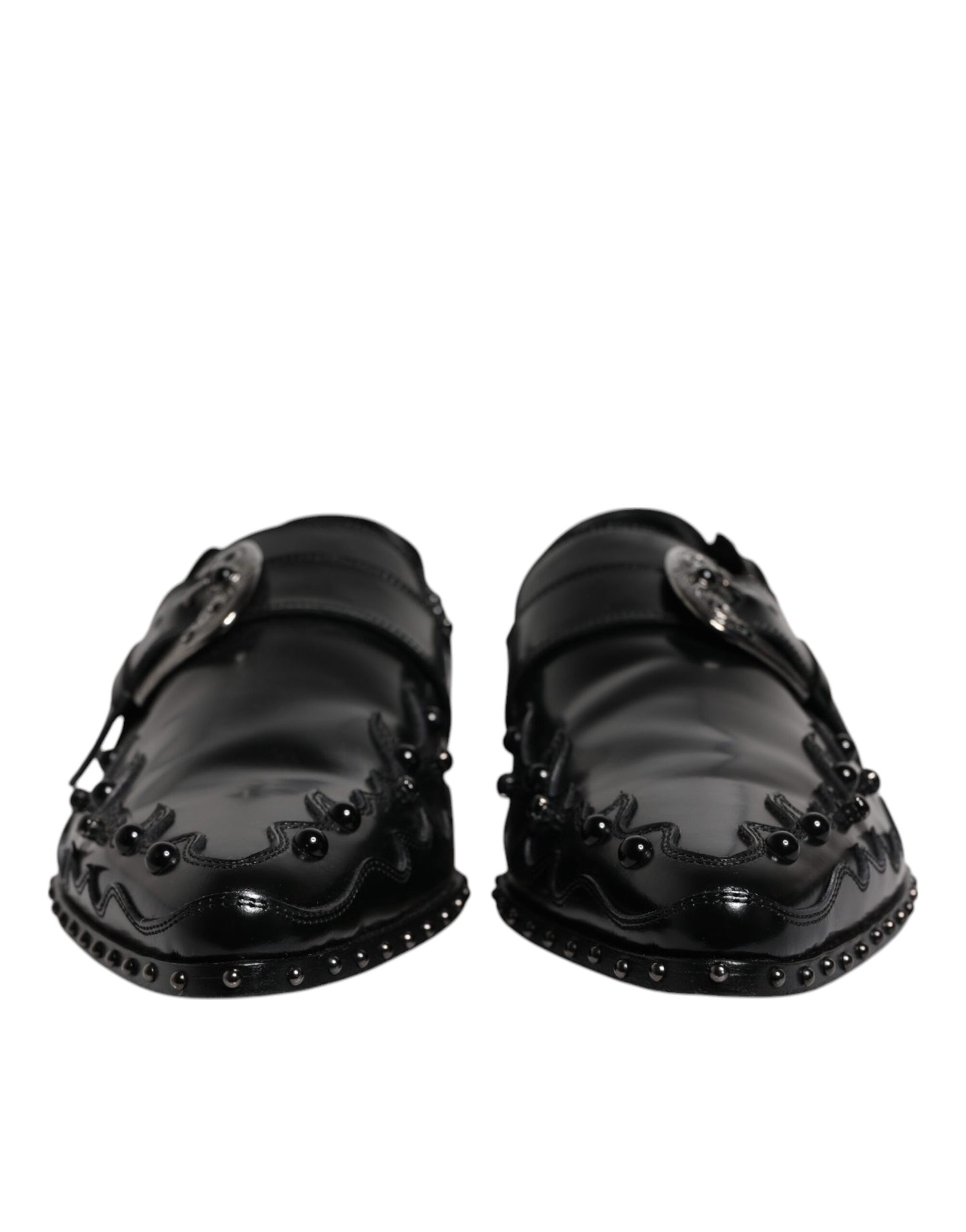Dolce &amp; Gabbana – Schwarze, verzierte Derby-Monkstrap-Schuhe