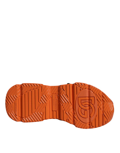 Dolce &amp; Gabbana – Orangefarbene, klobige High-Top-Sneakers mit mehreren Einsätzen