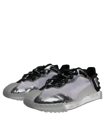 Dolce &amp; Gabbana Silber Schwarz Nylon NS1 Low Top Sneakers Schuhe