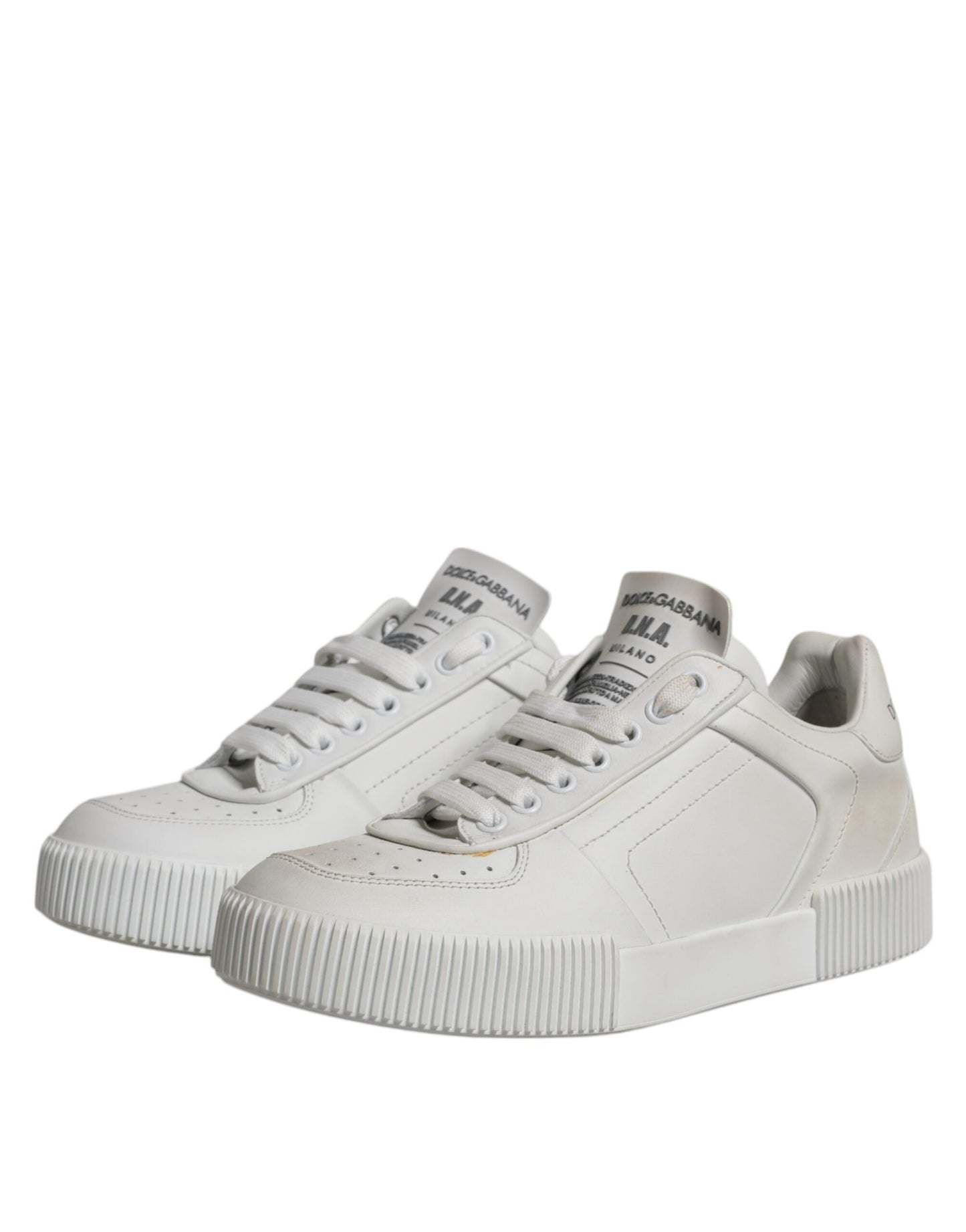 Dolce &amp; Gabbana Weiße Miami Leder Low Top Sneakers Schuhe