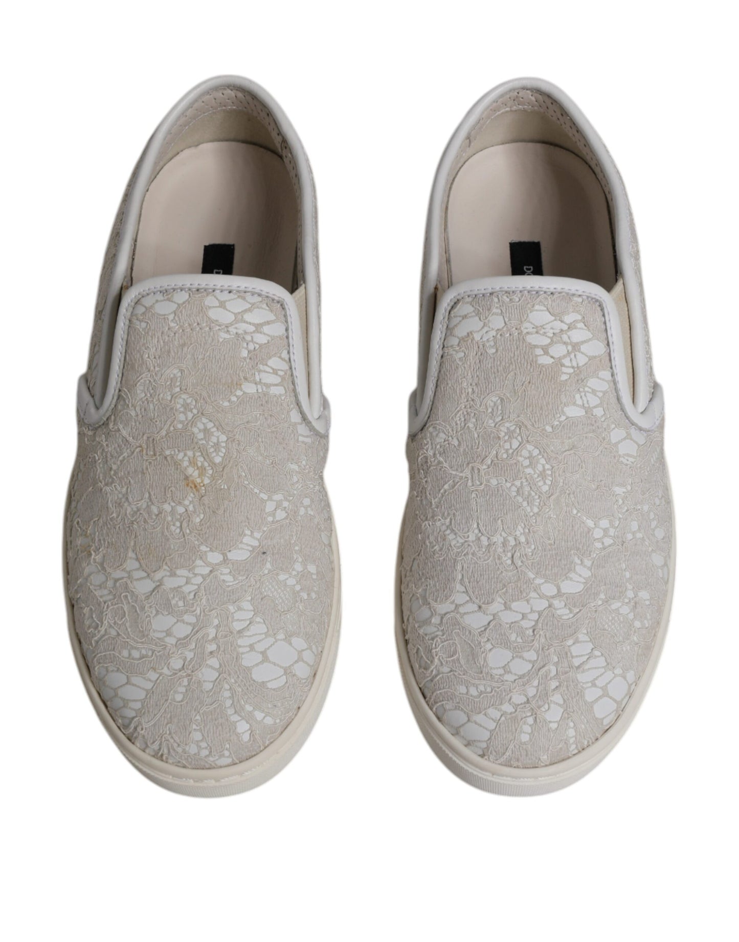 Dolce &amp; Gabbana – Slipper-Schuhe aus weißer Blumenspitze