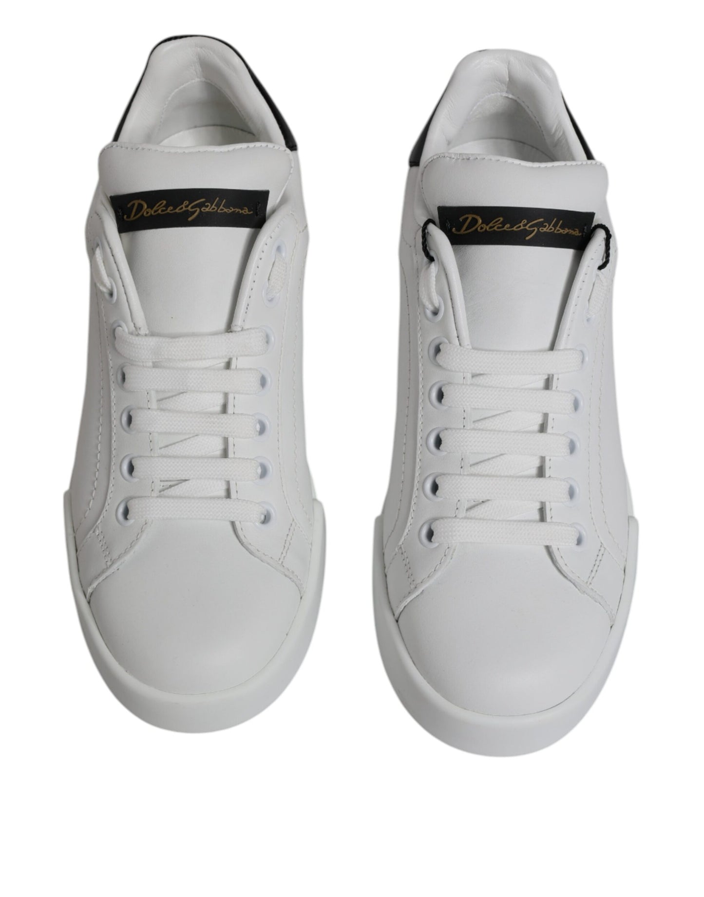 Dolce &amp; Gabbana Klassische Low-Top-Sneakers aus weißem Leder
