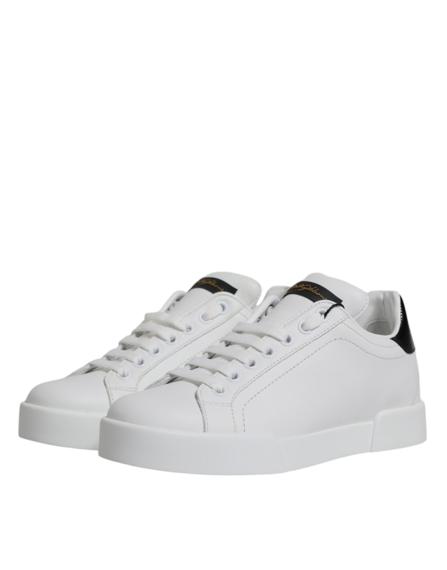 Dolce &amp; Gabbana Klassische Low-Top-Sneakers aus weißem Leder