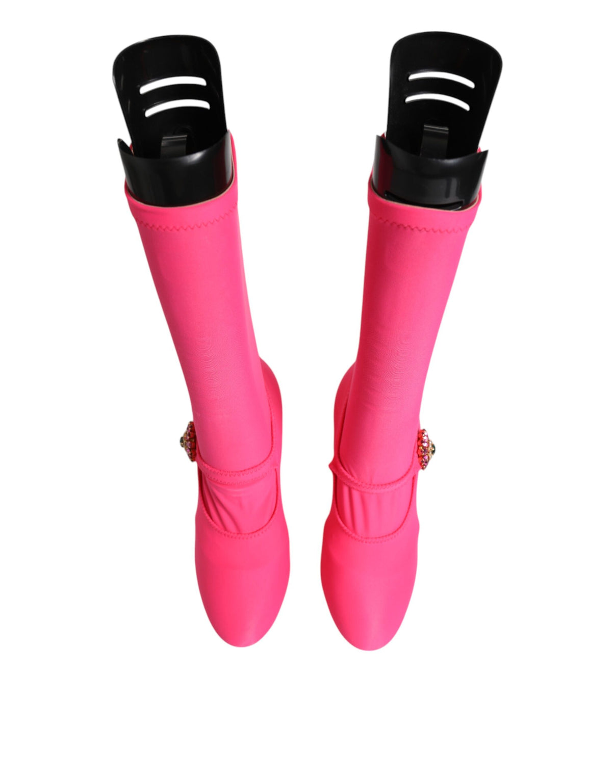 Dolce &amp; Gabbana Pink Nylon Crystal Vally Hohe Stiefel Schuhe