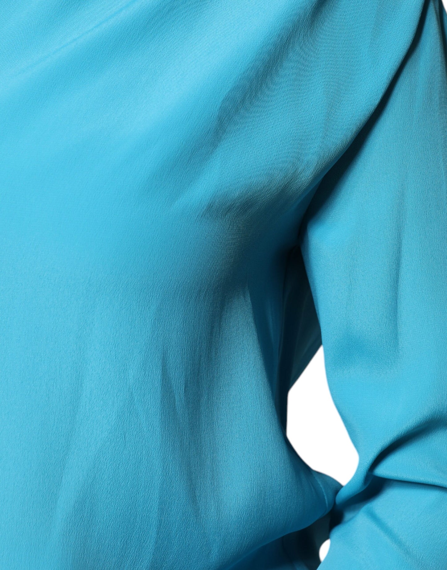 Boutique Moschino – Blaues Blusentop mit rundem Ausschnitt und langen Ärmeln