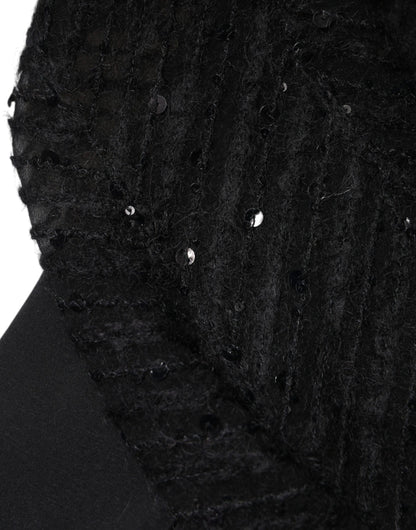 Brunello Cucinelli – Blusentop mit langen Ärmeln aus schwarzer Seidenmischung