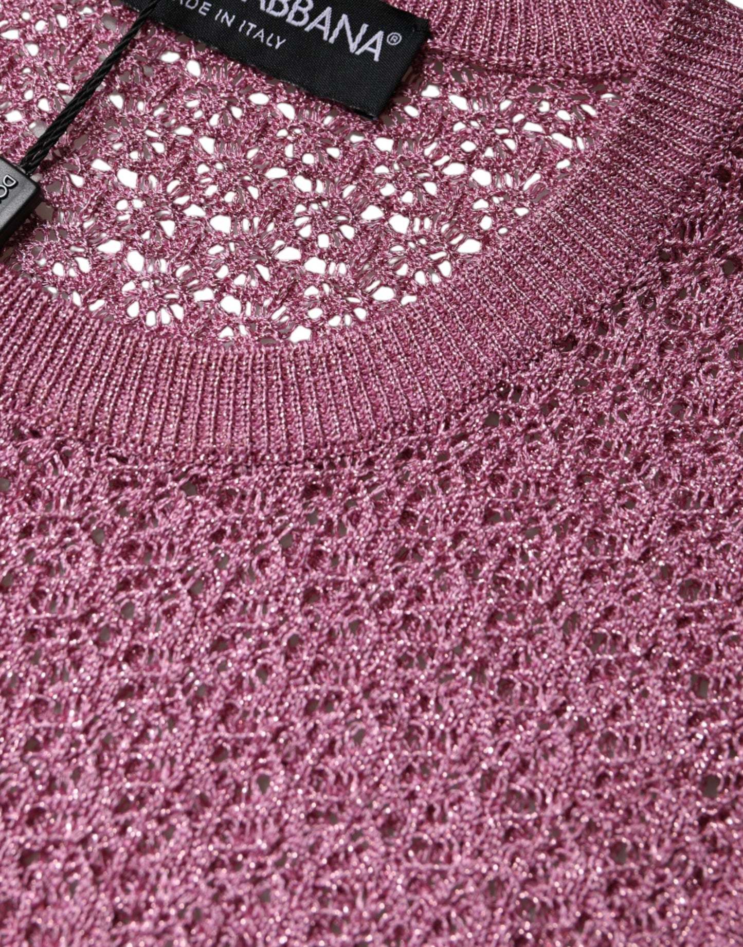 Dolce &amp; Gabbana, durchsichtiges, ärmelloses Tanktop aus Netzstoff in Rosa