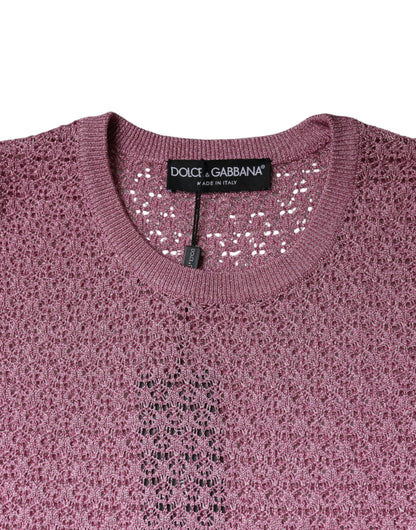 Dolce &amp; Gabbana, durchsichtiges, ärmelloses Tanktop aus Netzstoff in Rosa