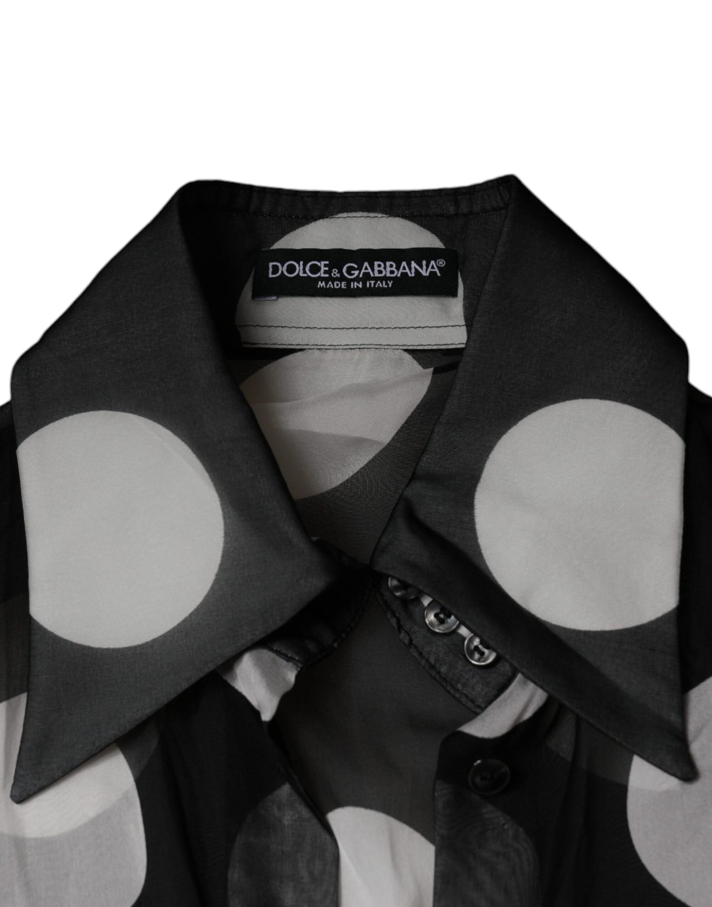 Dolce &amp; Gabbana – Langärmliges Seidentop mit schwarzen und weißen Punkten