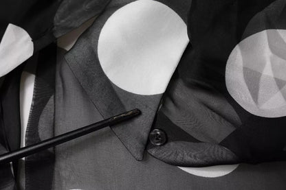 Dolce &amp; Gabbana – Langärmliges Seidentop mit schwarzen und weißen Punkten