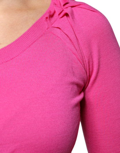 Dolce &amp; Gabbana – Rosa Strickjacke aus Wolle mit Knopfleiste