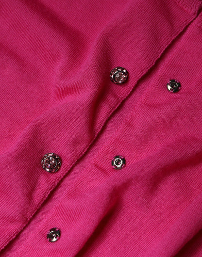 Dolce &amp; Gabbana – Rosa Strickjacke aus Wolle mit Knopfleiste