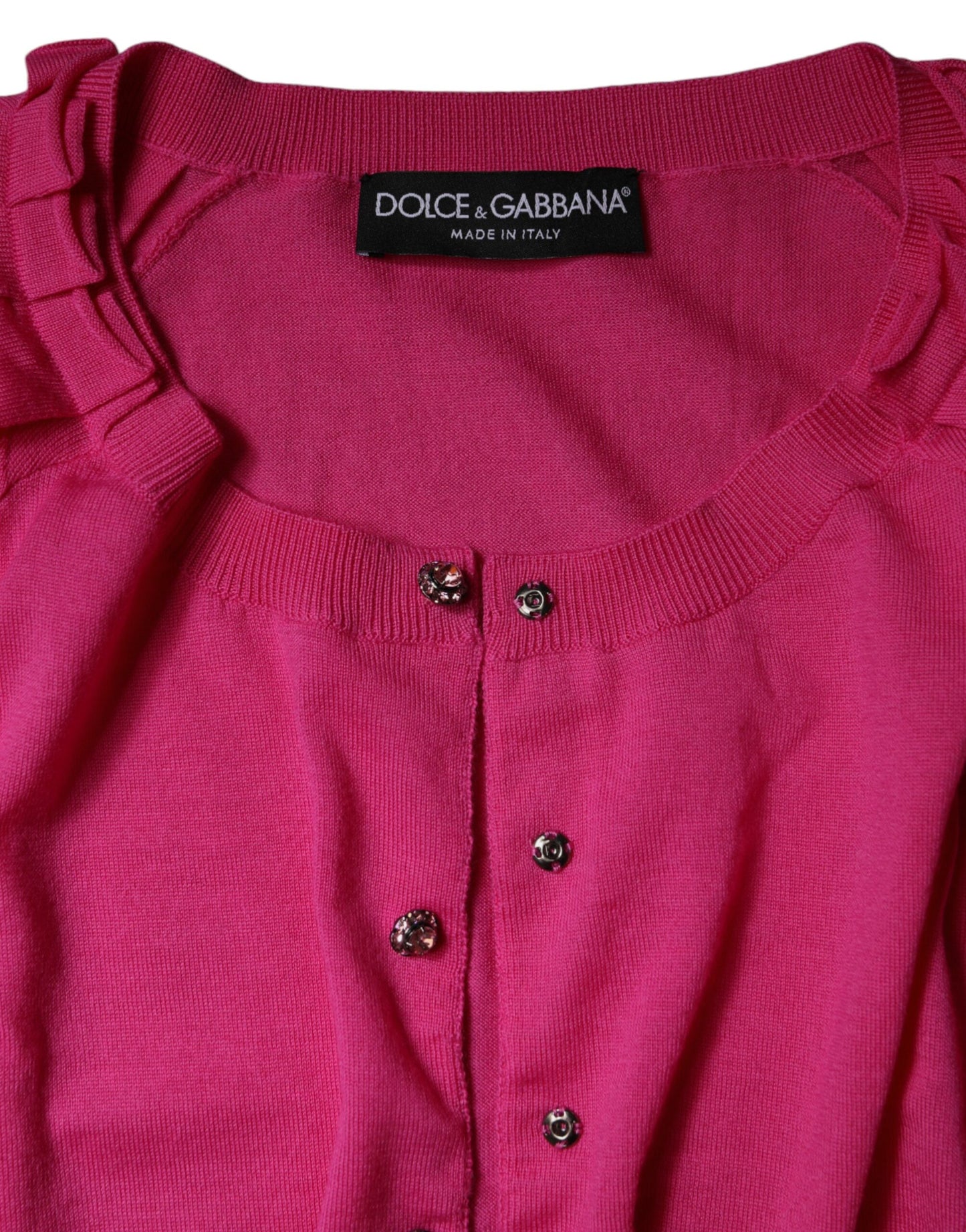 Dolce &amp; Gabbana – Rosa Strickjacke aus Wolle mit Knopfleiste