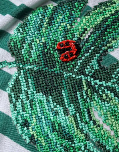 Dolce &amp; Gabbana – T-Shirt mit Rundhalsausschnitt und weißen und grünen Streifen