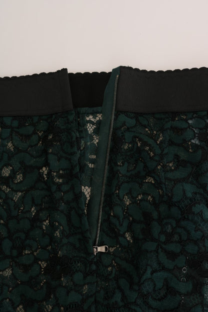 Dolce &amp; Gabbana Grüne Leggings mit Blumenspitze