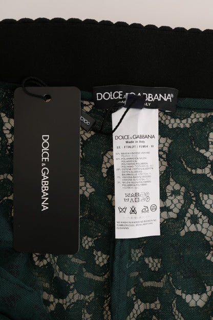 Dolce &amp; Gabbana Grüne Leggings mit Blumenspitze
