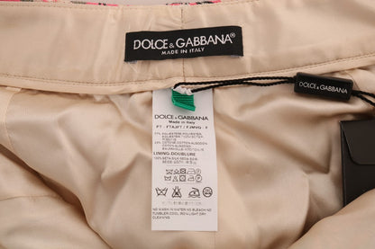 Dolce &amp; Gabbana – Caprihose aus Brokat mit Blumenmuster in Rosa