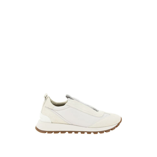 Brunello Cucinelli Weiße Gummi-Sneaker mit niedrigem Schaft