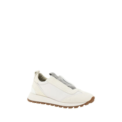 Brunello Cucinelli Weiße Gummi-Sneaker mit niedrigem Schaft