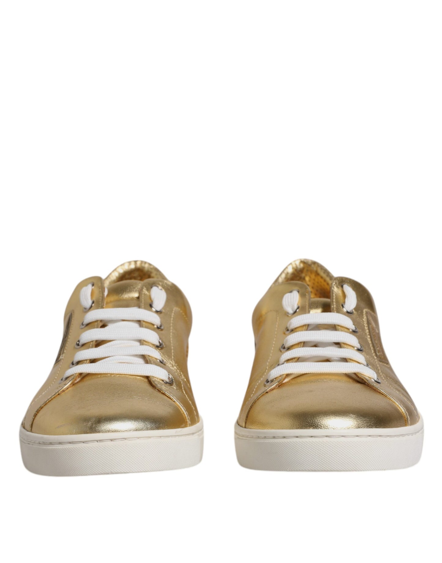 Dolce &amp; Gabbana Gold Leder Logo London Herren Sneakers Schuhe