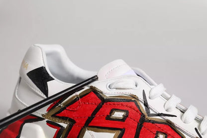 Dolce &amp; Gabbana – Weiße Daymaster-Sneakers mit handbemalter Sohle