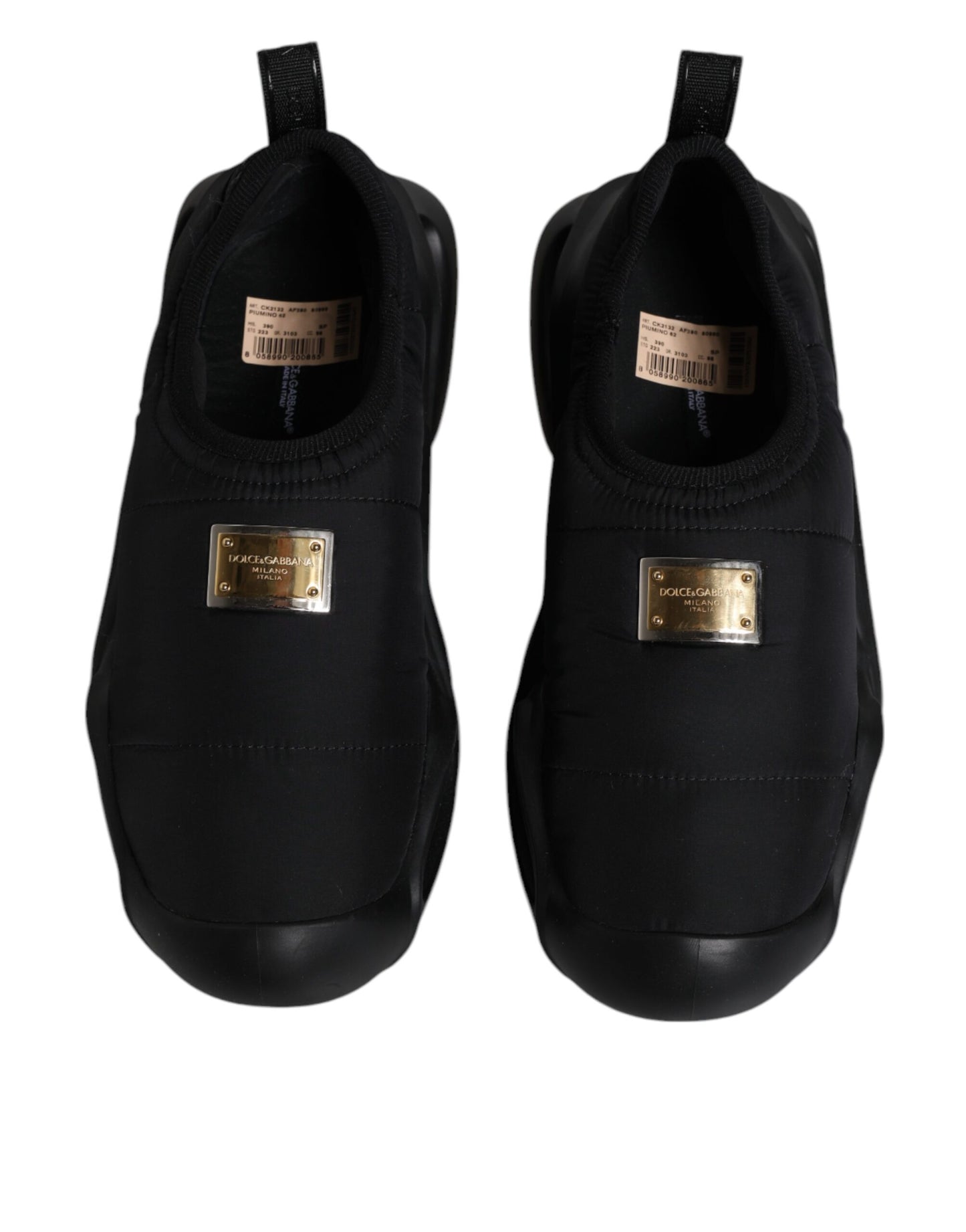 Dolce &amp; Gabbana – Schwarze Slip-On-Wave-Low-Top-Sneakers für Herren