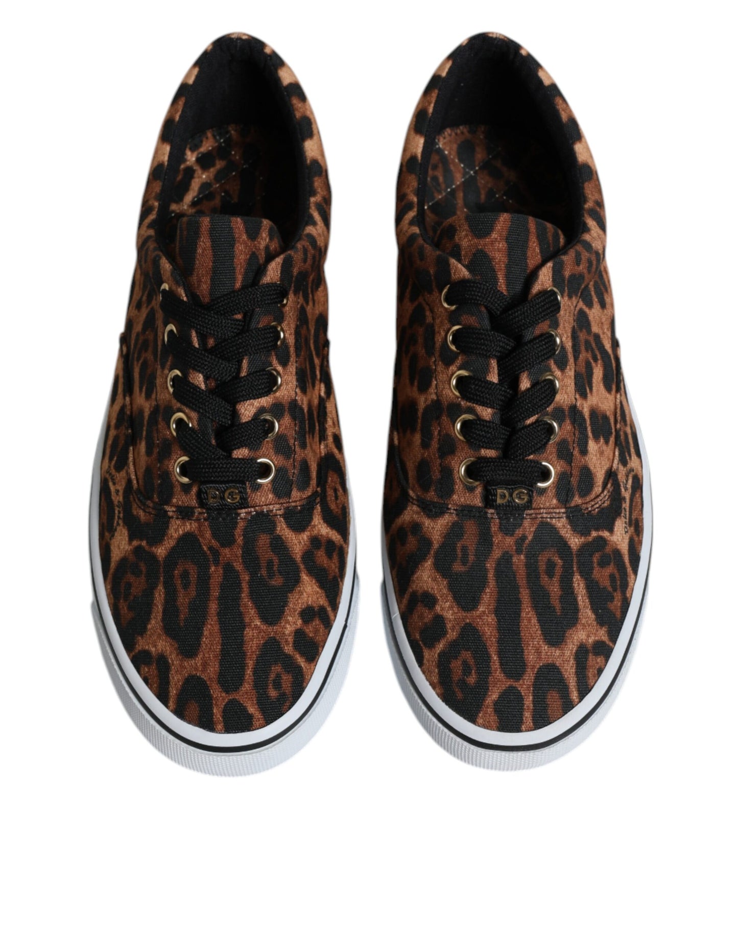 Dolce &amp; Gabbana Braune Sneakers aus Baumwolle mit Leoparden-Logo-Print