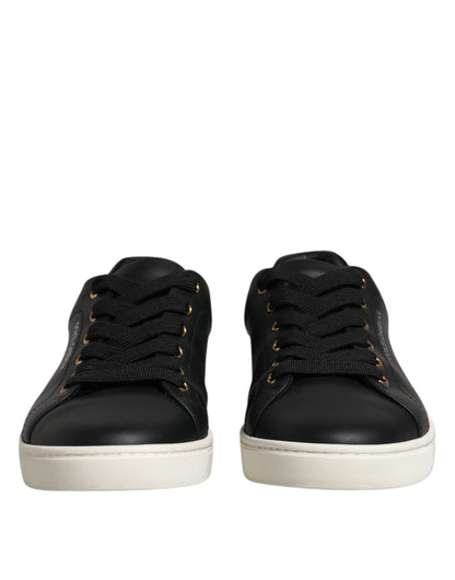Dolce &amp; Gabbana London Sneaker aus schwarzem Leder mit Logo