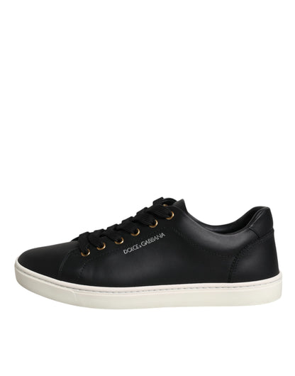 Dolce &amp; Gabbana London Sneaker aus schwarzem Leder mit Logo