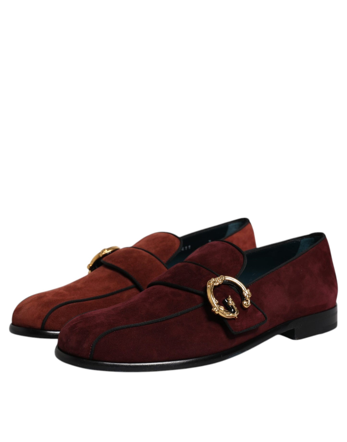 Dolce &amp; Gabbana Bordeaux Wildleder Loafers Formelle Herren Abendschuhe