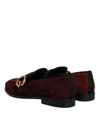 Dolce &amp; Gabbana Bordeaux Wildleder Loafers Formelle Herren Abendschuhe