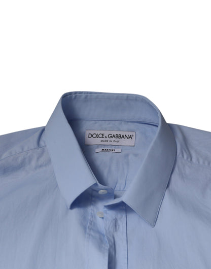 Dolce &amp; Gabbana Hellblaues Slim Fit MARTINI-Hemd aus Baumwolle