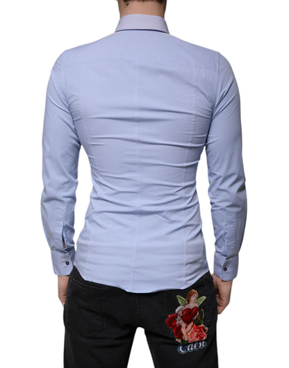 Dolce &amp; Gabbana Hellblaues Slim Fit-Hemd SICILIA aus Baumwolle