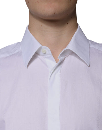 Dolce &amp; Gabbana – Slim Fit – Formelles GOLD-Hemd aus weißer Baumwolle