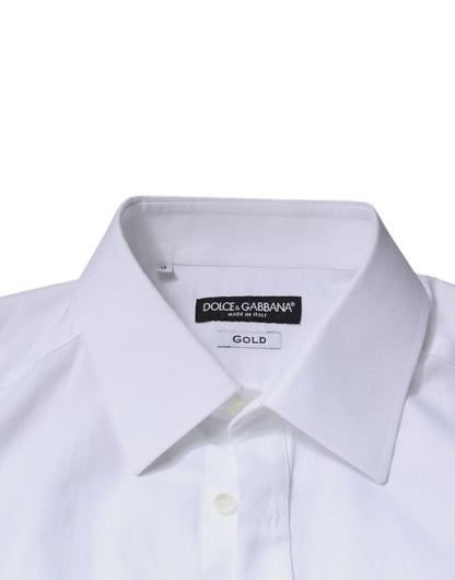 Dolce &amp; Gabbana – Slim Fit – Formelles GOLD-Hemd aus weißer Baumwolle