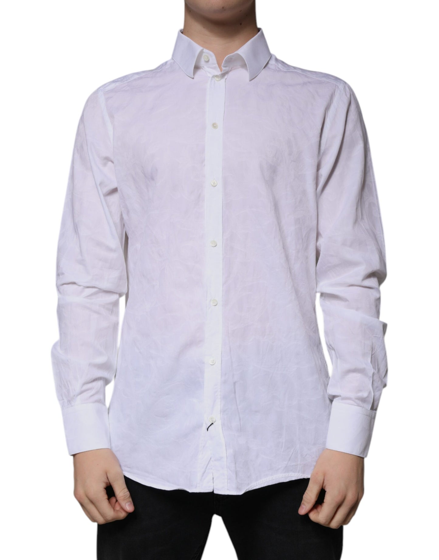 Dolce &amp; Gabbana Weißes Slim Fit-Herrenhemd MARTINI aus Baumwolle