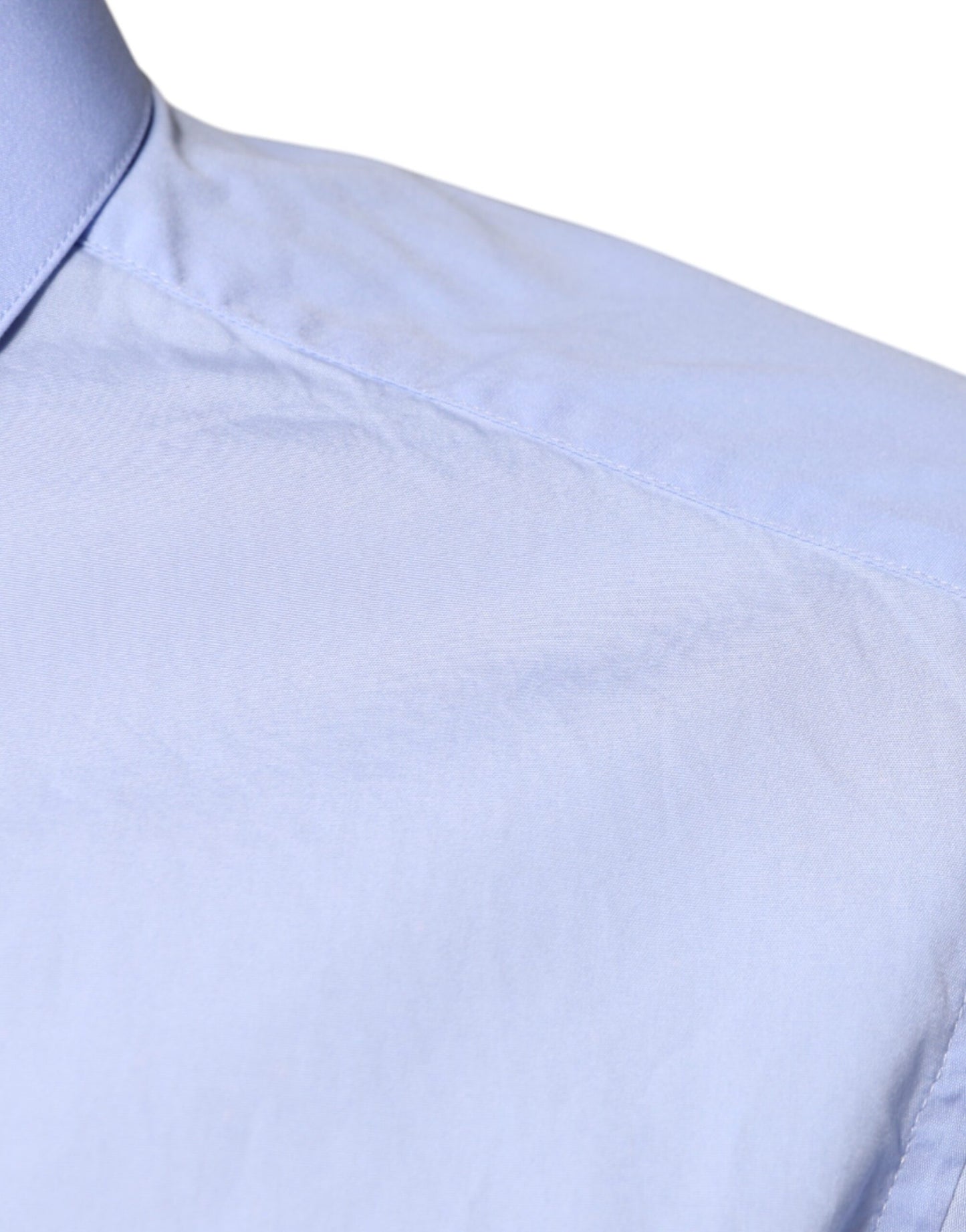 Dolce &amp; Gabbana Hellblaues Slim Fit GOLD Herrenhemd aus Baumwolle