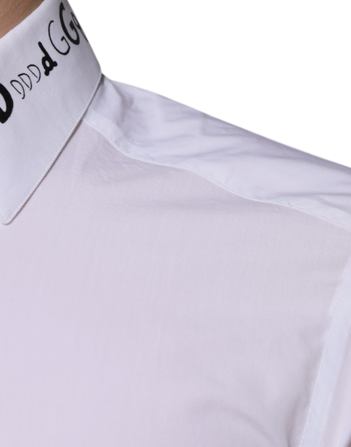 Dolce &amp; Gabbana Weißes Baumwoll-Logo-Formelles Herren-GOLD-Hemd