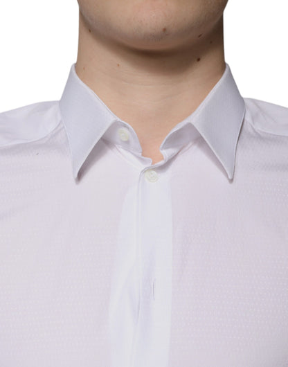 Dolce &amp; Gabbana Weißes formelles Herrenhemd aus Baumwolle in Gold