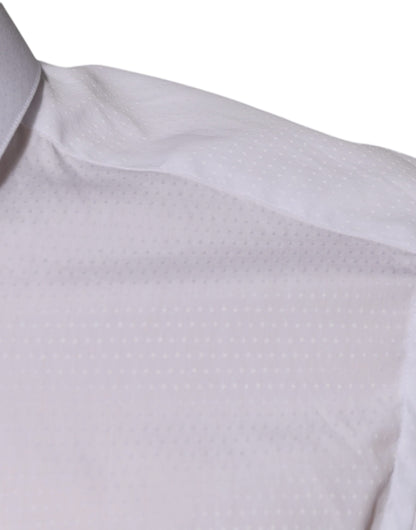 Dolce &amp; Gabbana Weißes formelles Herrenhemd aus Baumwolle in Gold