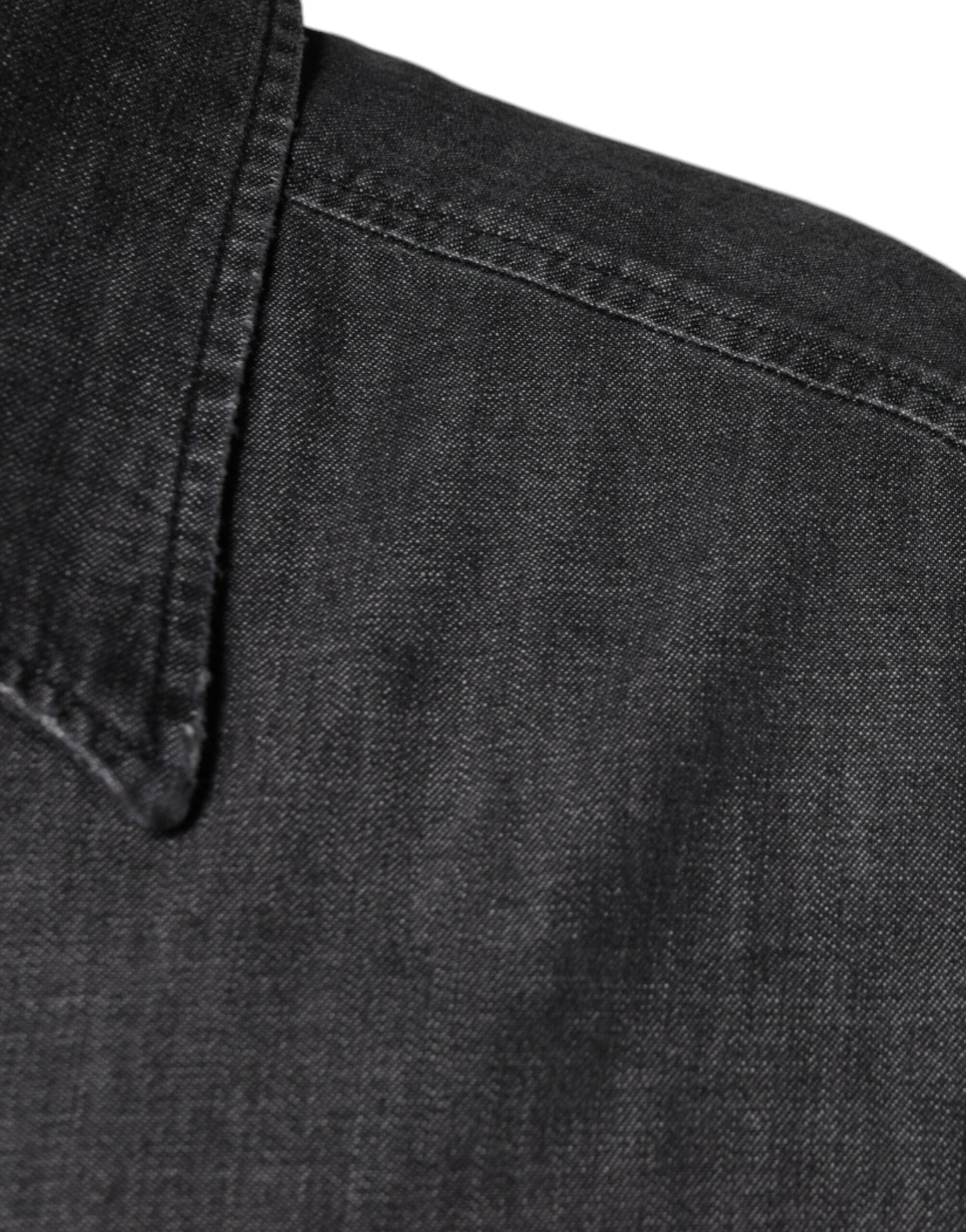 Dolce &amp; Gabbana – Schwarzes Jeanshemd aus Baumwolle mit Knopfleiste und Logo