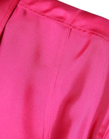 Dolce &amp; Gabbana Herrenhemd mit Knopfleiste und Seidenkragen in Rosa