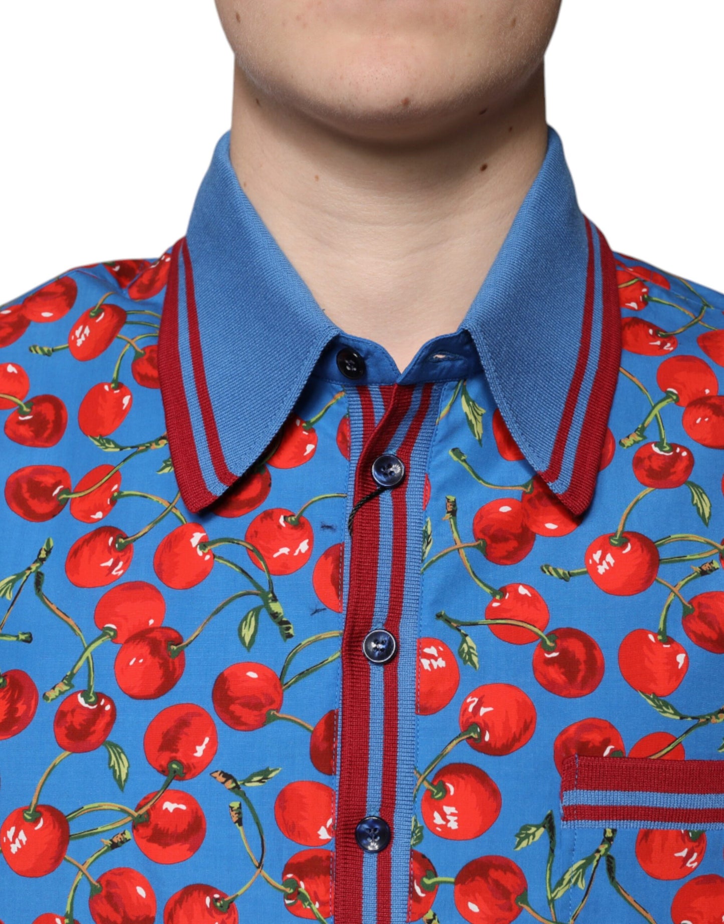Dolce &amp; Gabbana – Blaues Poloshirt aus Baumwolle mit Kragen für Herren