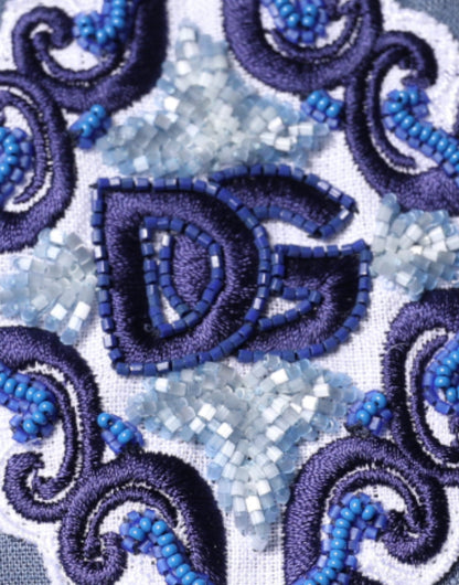 Dolce &amp; Gabbana, blaues, langärmliges Freizeithemd mit Knopfleiste und Logo